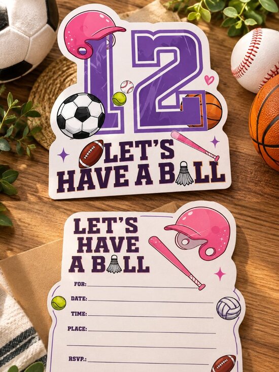 Other - 12th Birthday Party - 30-Pack Let’s Have a Ball Sports Birthday Invitations